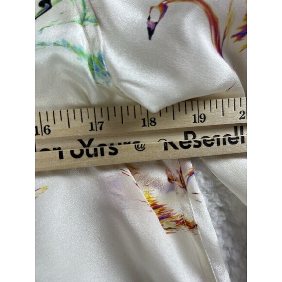 Marc Jacob’s Blouse Womens 4 Sheer Silk Swans Print Chic Career Light Academia - Picture 7 of 11